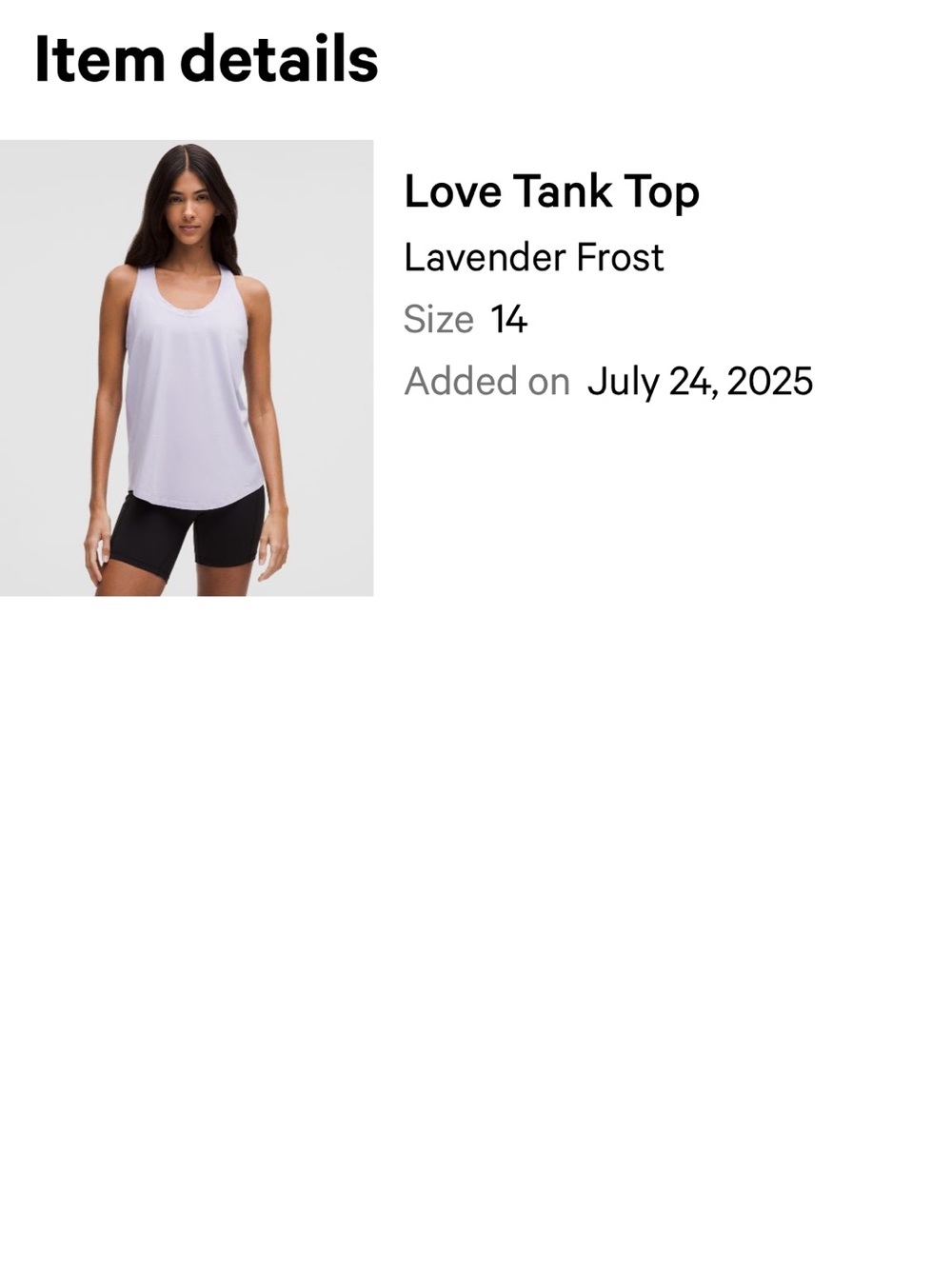 lululemon athletica Love Tank Top - Lavender Frost